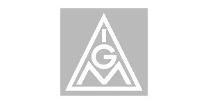 Graues Dreieck-Logo mit Kreis und Linien, abstraktes Symbol im Quadrat